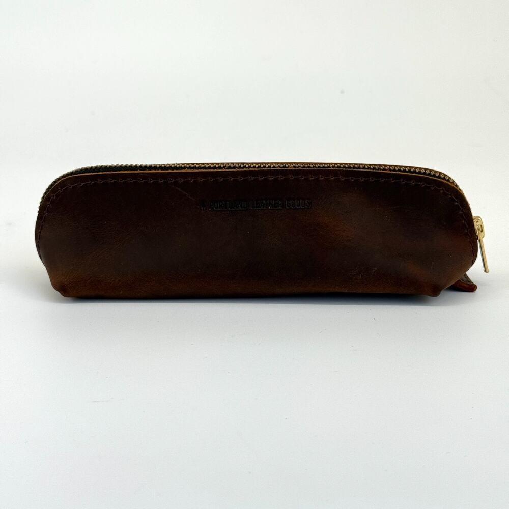 Portland‎ Leather Goods Brown The Sidekick Pouch Small Leather Zipper Bag SLG